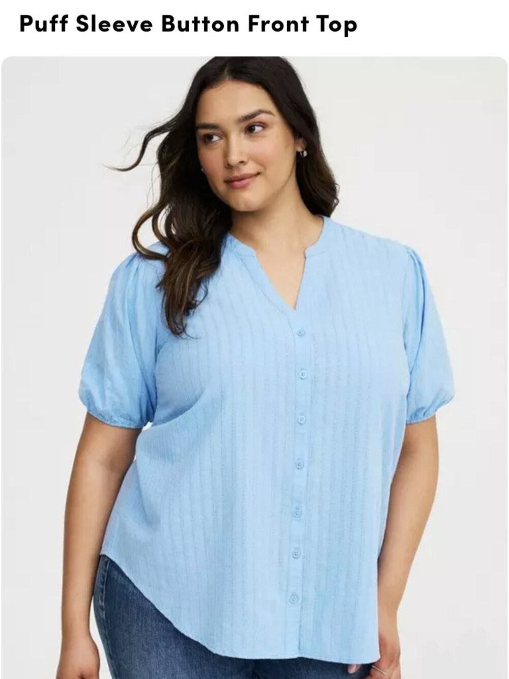 Torrid 3x Puff Sleeve Button Front Top